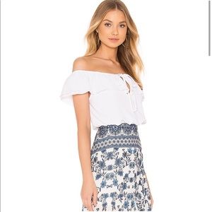 Show Me Your MuMu White Ruffle Crop Top Size S